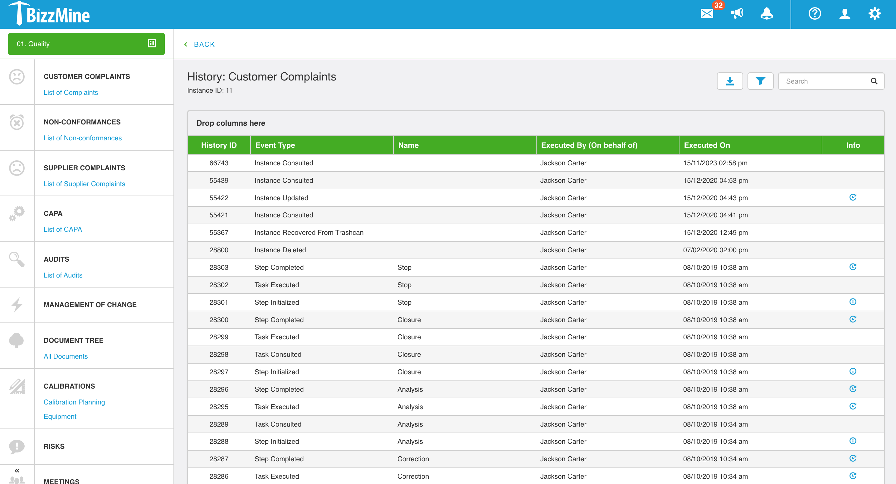 Screenshot Digital forms_Audit trail